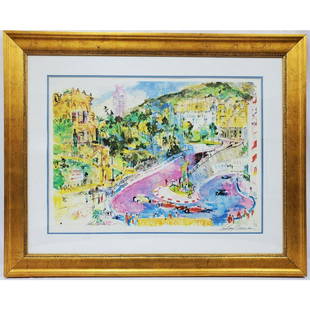 Leroy Neiman, Lithograph "Loews Monte Carlo": Leroy Neiman, American (1921-2012) Signed Lithograph "Loews Monte Carlo". Beautifully Framed and Matted Under Glass. Condition: Generally Very Good. Dimensions: Sight- 28" x 20 Frame- 39" x 31".