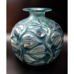 Rene Lalique "Sephora"  Blue Patina Glass Vase