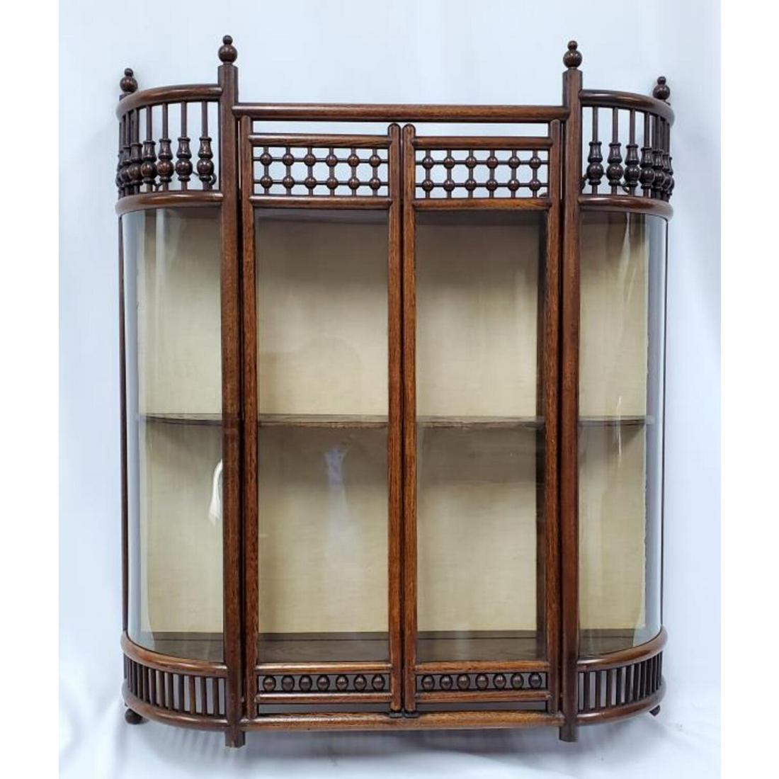 Antique Wood and Glass Wall Hanging Cabinet: Antique Wood and Glass Wall Hanging Cabinet. Condition: Generally Very Good. Dimensions: H- 32", L- 27". Provenance: From a Long Island, NY Home. Please note the absence of a condition report does not
