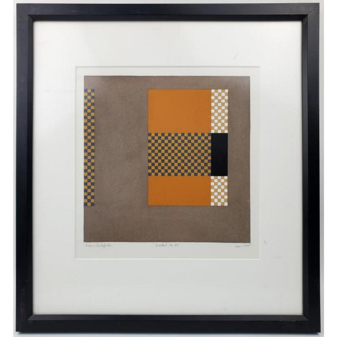 Andrew Christofides Watercolor on Paper.: Andrew Christofides, Australian (Born 1946) Watercolor on Paper. Signed Lower Left. Dated June 1999. "Untitled No. 83". Condition: Very Good.Dimensions: Sight-11.5" x 11". Frame-19" x 17.5".Provenance
