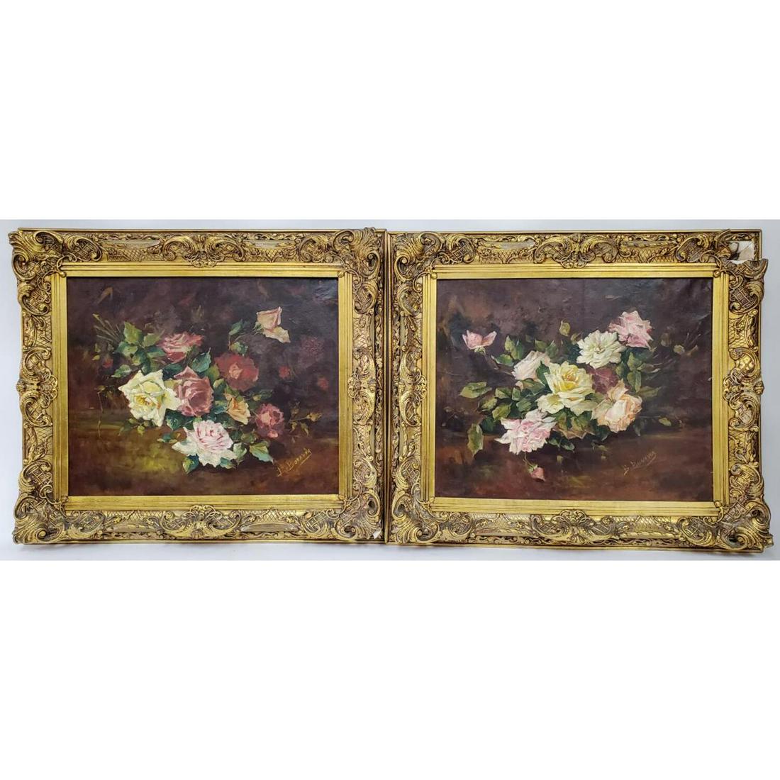 B. Bonavia. Pair Antique Paintings, Oil on Canvas (1 of 3)