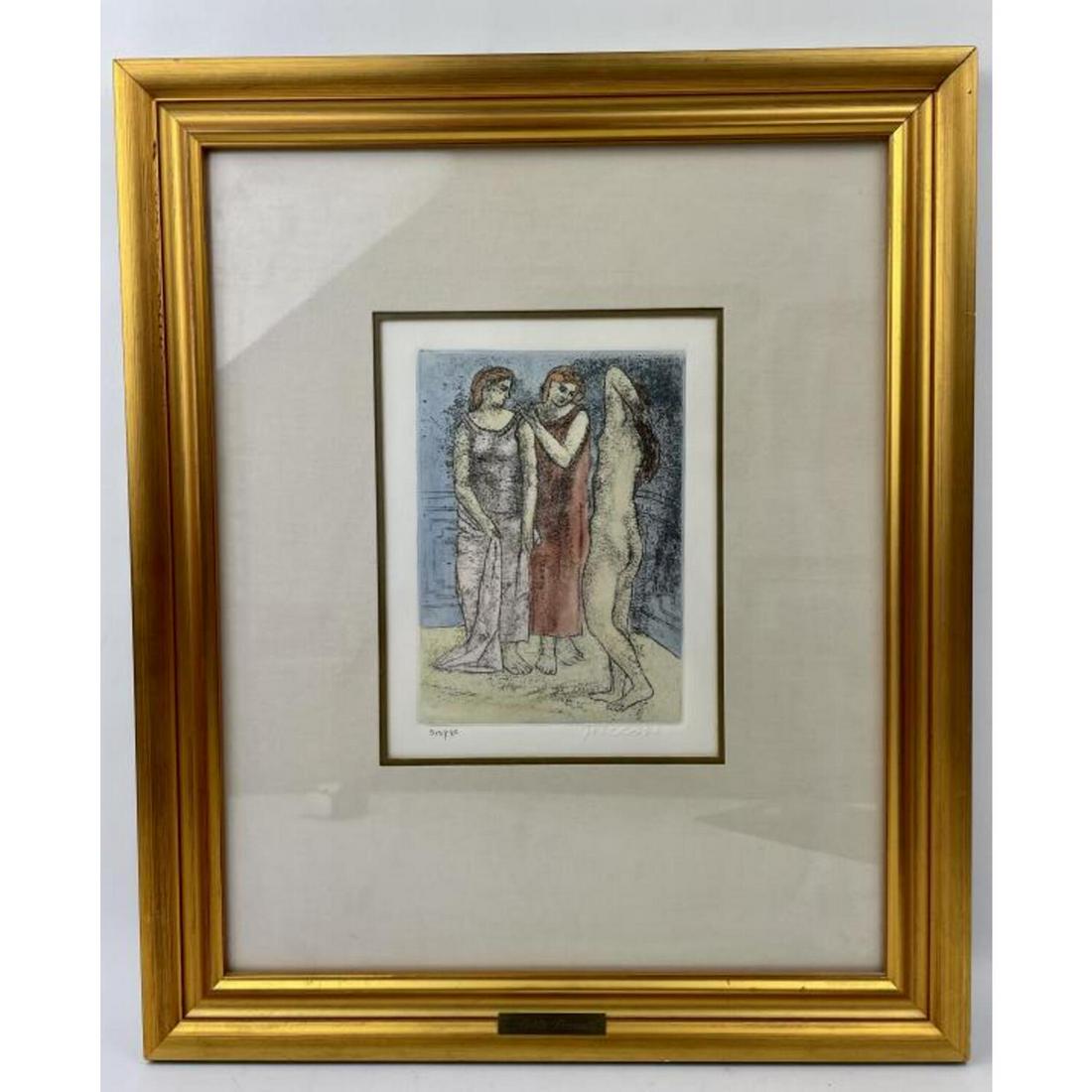 Pablo Picasso, (1881-1973). After. Lithograph: Pablo Picasso, Spanish-French (1881-1973). After. Lithograph with Blind Stamp and Numbered. Framed Under Glass. Not Examined Out of Frame.Condition: Excellent. Dimensions: Sight- 8.25" x 6.25" Frame- 