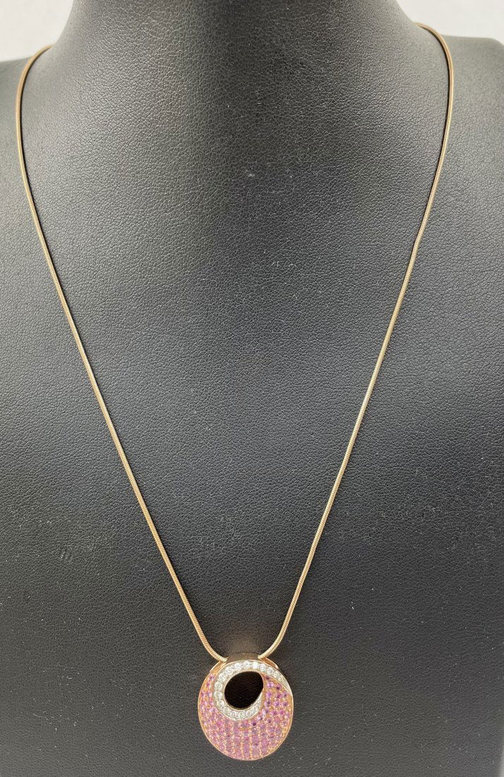 14K Rose Gold Pendant & Chain w/ Diamonds (1 of 2)