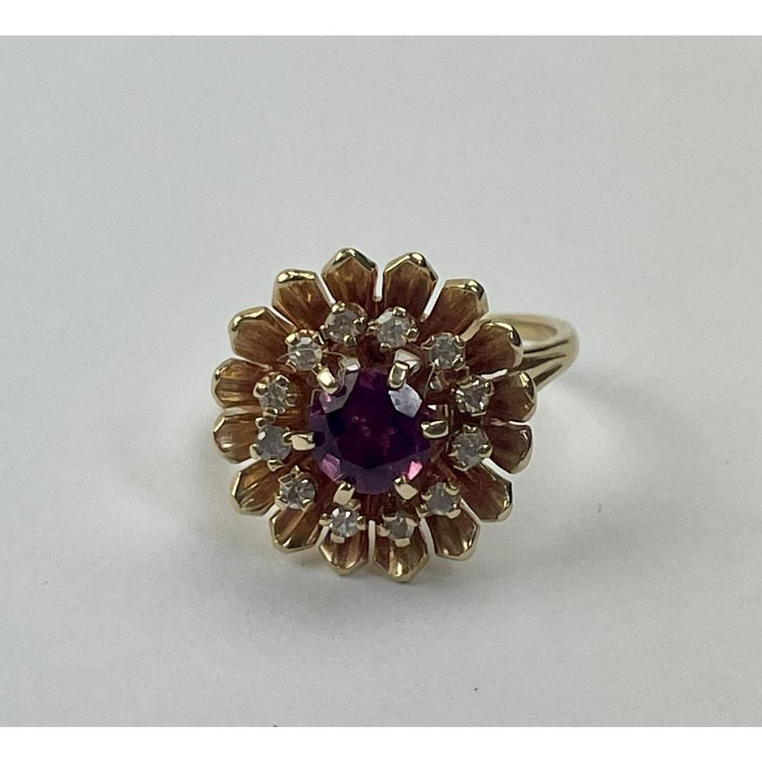 14K Gold, Diamonds & Gem Stone Ladies Ring. (1 of 1)