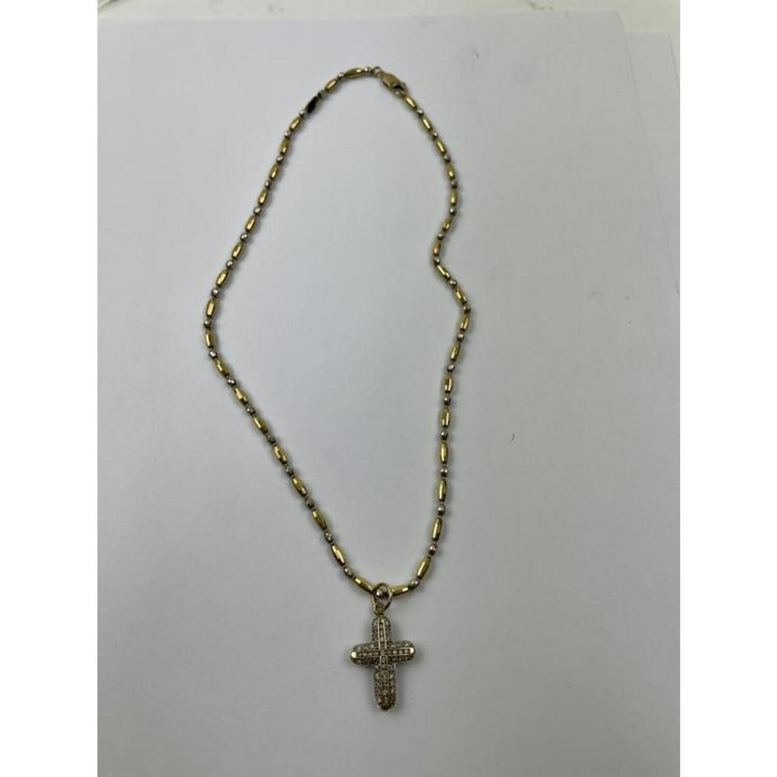 14K Gold & Diamonds Cross Pendant w/ Chain (1 of 2)