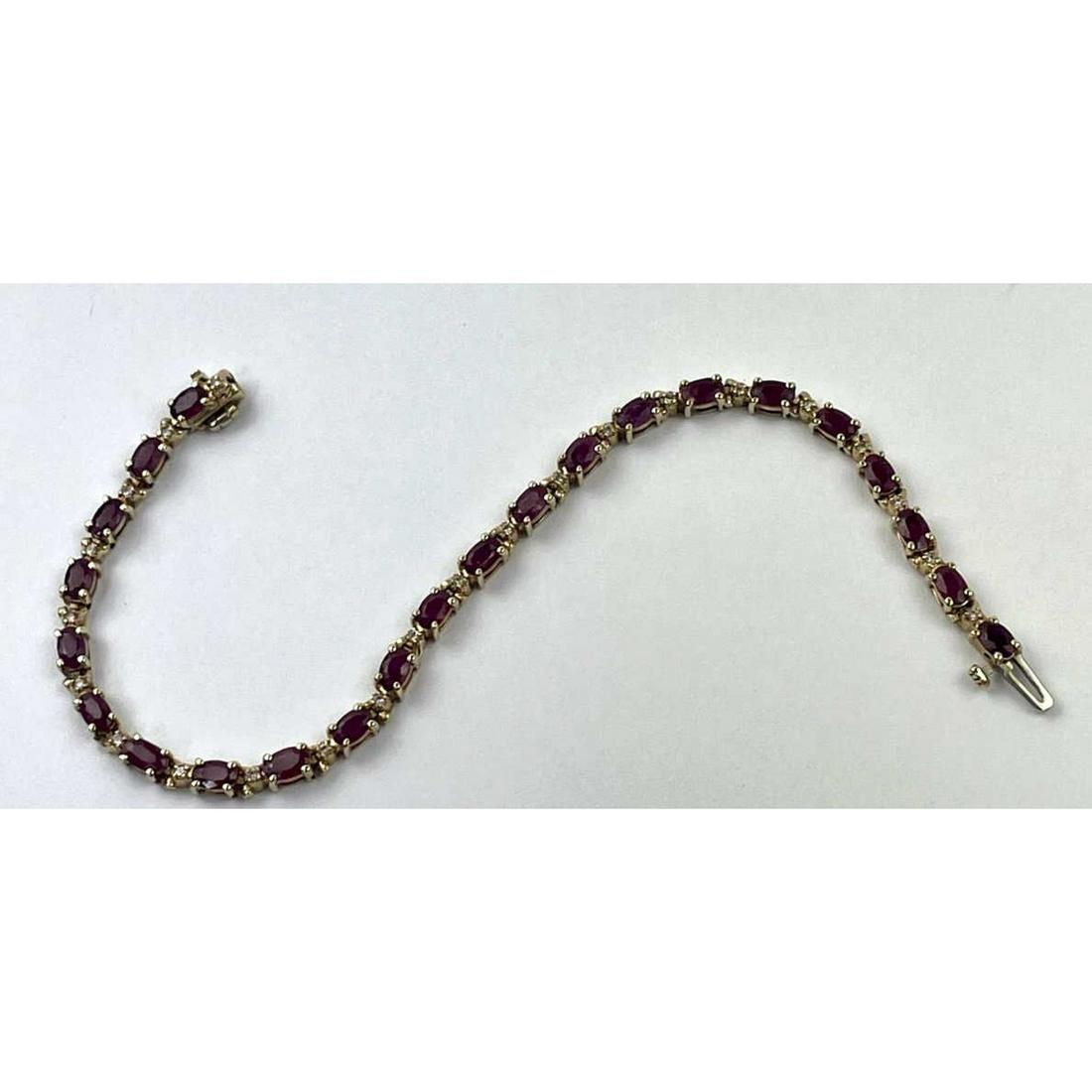 Fine 14K Gold, Rubies & Diamonds Bracelet. (1 of 3)