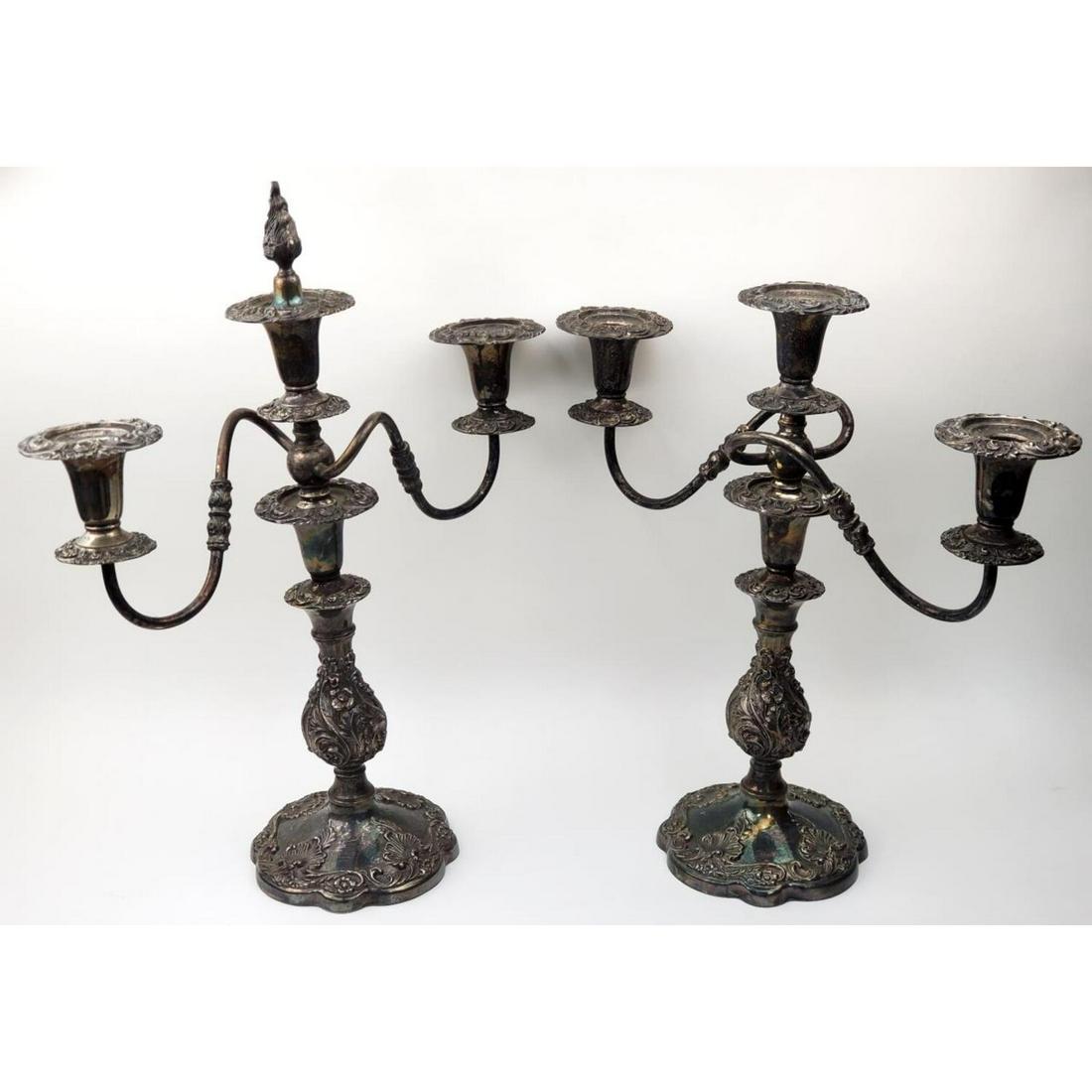 Pair of Antique Sheffield Silver Plated Candelabra (1 of 5)