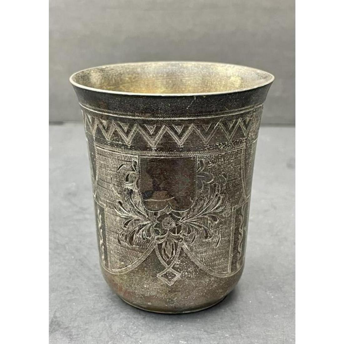 Antique 19thC Russian 84 Silver Kiddish Cup. (1 of 5)