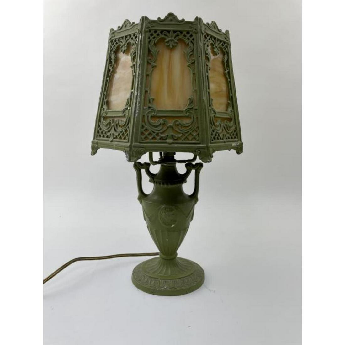 Antique Slag Glass Small Table Lamp. (1 of 7)