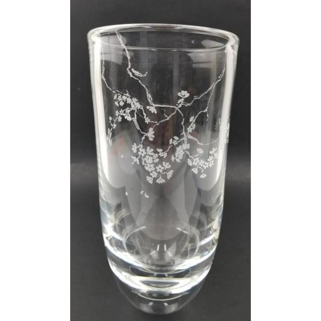 Steuben Etched Art Glass Vase: Steuben Etched Art Glass Vase. Fully Signed. Condition: Excellent. Dimensions: H- 9.4", Dia- 4.25Provenance: From a Long Island, NY Home. Please note the absence of a condition report does not imply t