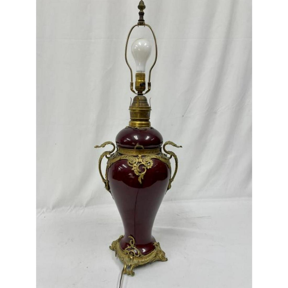 Antique Continental Porcelain & Dore Bronze Lamp (1 of 5)