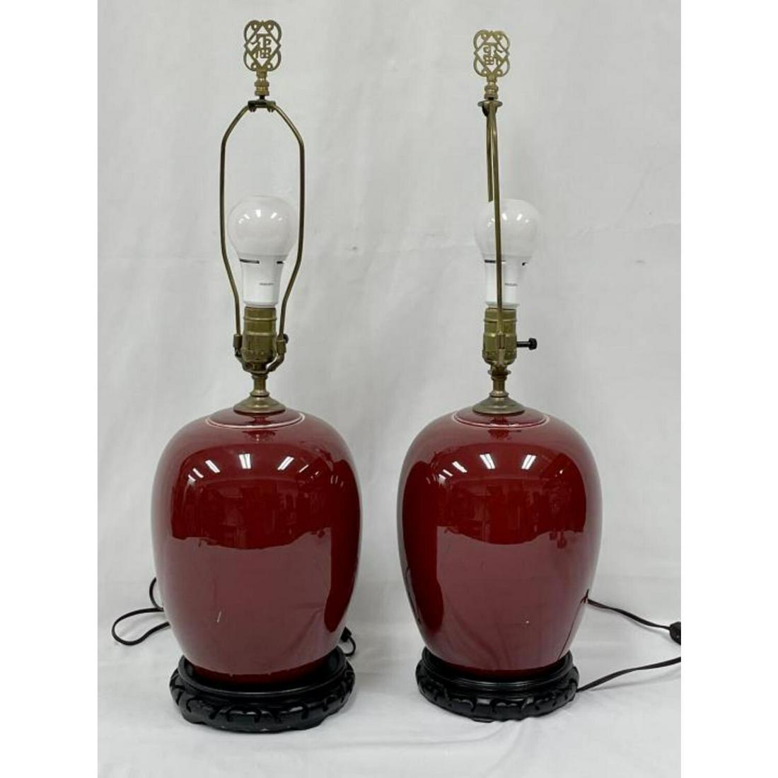 Pair of Red Porcelain Lamps (1 of 2)