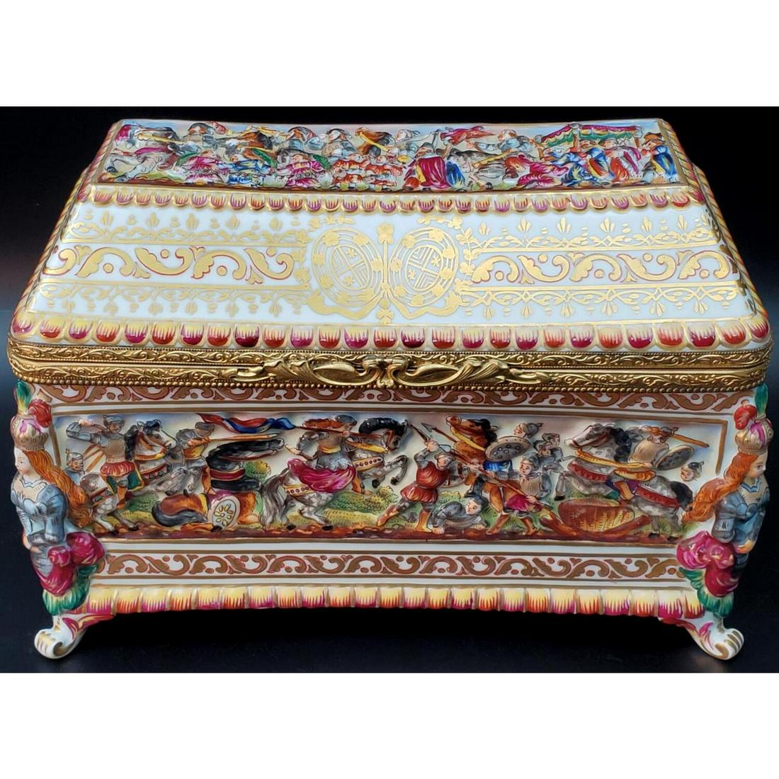 Large Capo di Monte Italian Porcelain Casket (1 of 9)