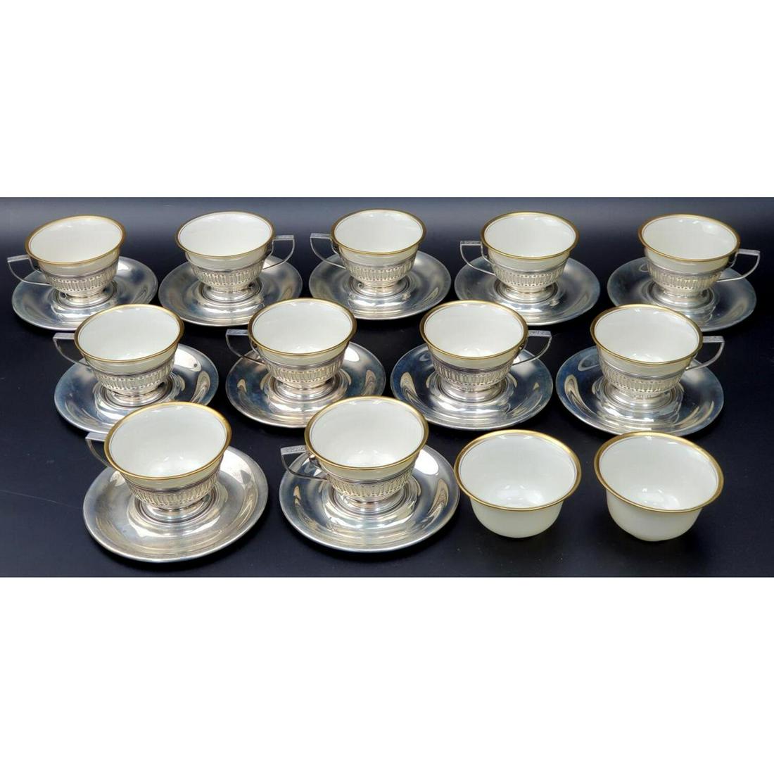 Antique Set 11 Gorham Sterling Silver Cups/Saucers (1 of 7)