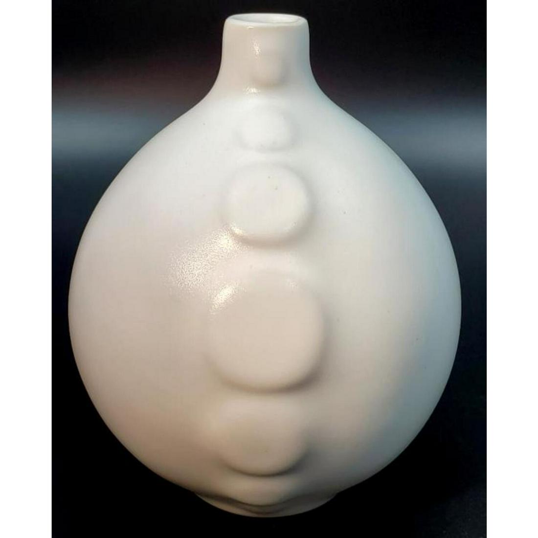 Jonathan Adler, Unusual White Vase: Jonathan Adler, American. Unusual White Vase. Fully Marked at the Bottom. Condition: Excellent. Dimensions: H- 4". Provenance: From a Long Island, NY Home. Please note the absence of a condition repor