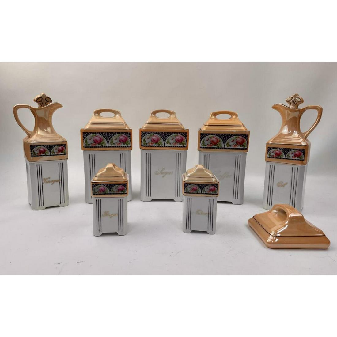 7pc Porcelain Set of Limoges Kitchen Canisters. (1 of 2)