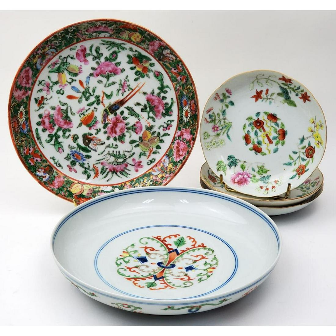 5 Chinese Enameled Porcelain Plates (1 of 3)