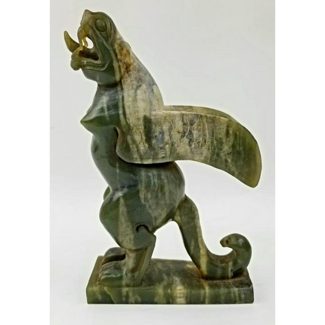 Green Hard Stone Gargoyle Shape Figure. (1 of 2)
