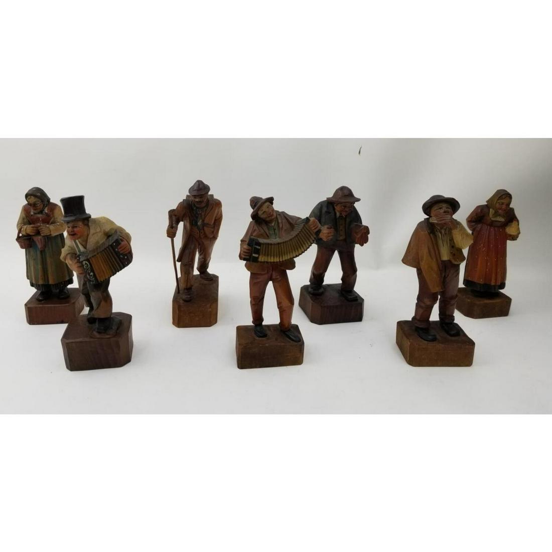 Set of 7 Vintage German Carved Wood Figures (1 of 5)