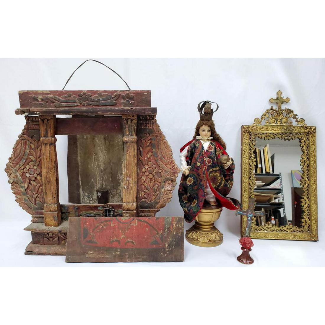 Old 19th Century Carved Wood Tabernacle (1 of 4)