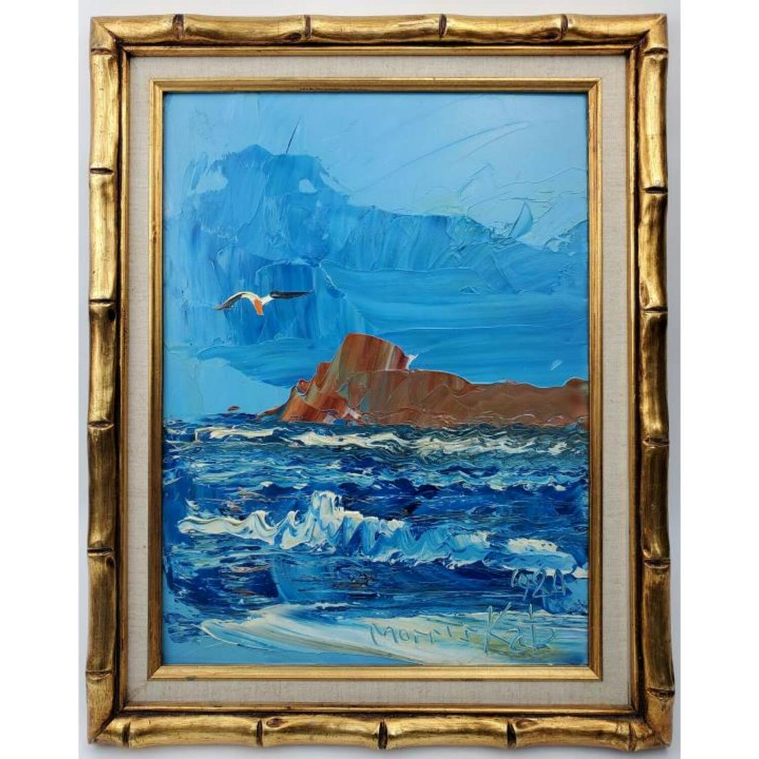 Morris Katz, Painting, Oil on Board "Seascape": Morris Katz, American (1932-2010). Painting, Oil on Board "Seascape". Signed Lower Right and Dated 98'.Condition: Generally Very Good. Dimensions: Sight- 16" x 12" Frame- 19.5" x 15.5". Provenance: Fr