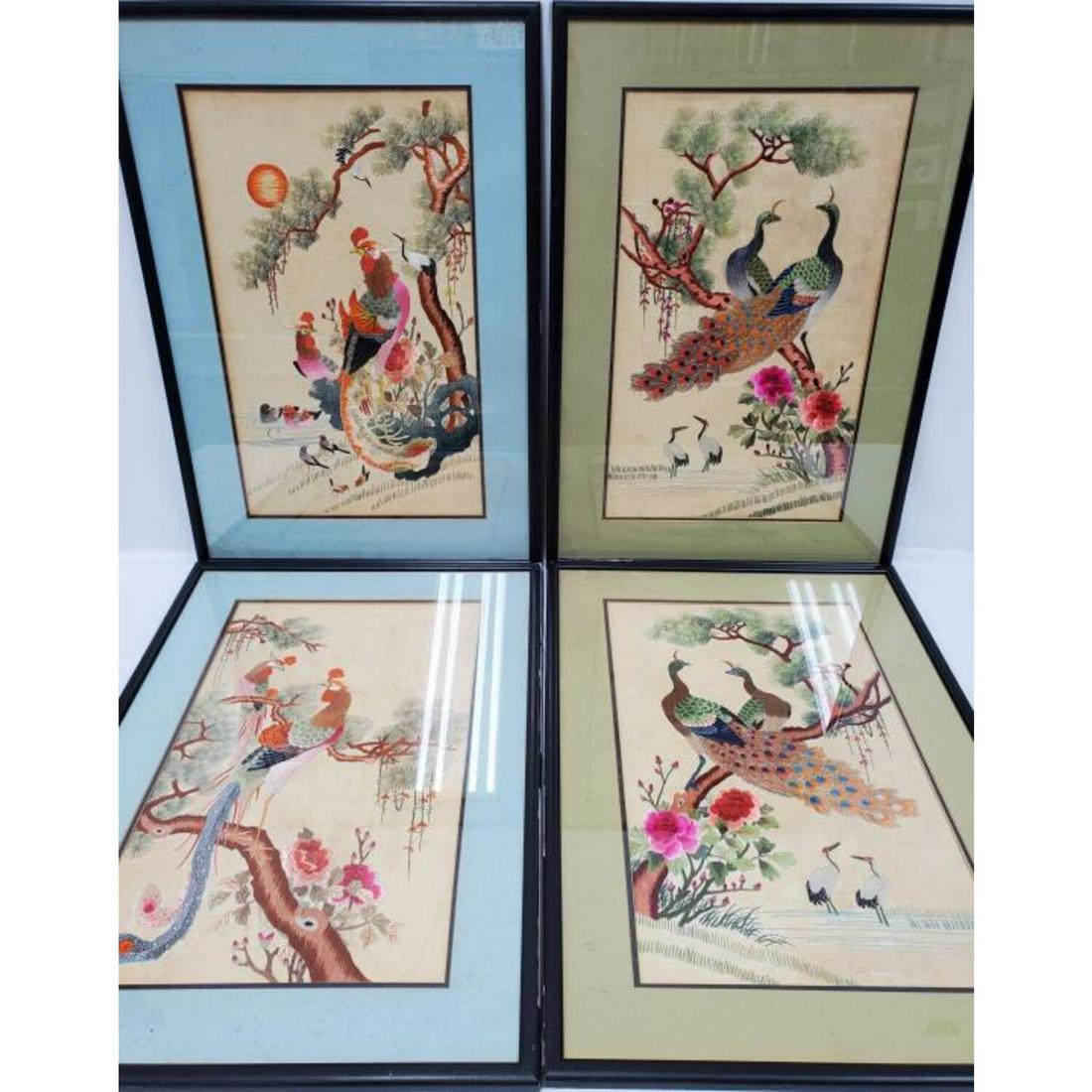 Lot of 4 Chinese Antique Embroidery Plaques (1 of 5)