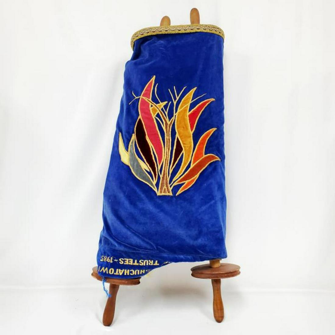 Judaica Antique Authentic Torah: Judaica Antique Authentic Torah Written on Parchment. Written Sepharadic Hebrew. In Original wood Rollers w/ Cover. Condition: Generally Good, As FoundDimensions: Total H-42".Provenance: From a Brookl