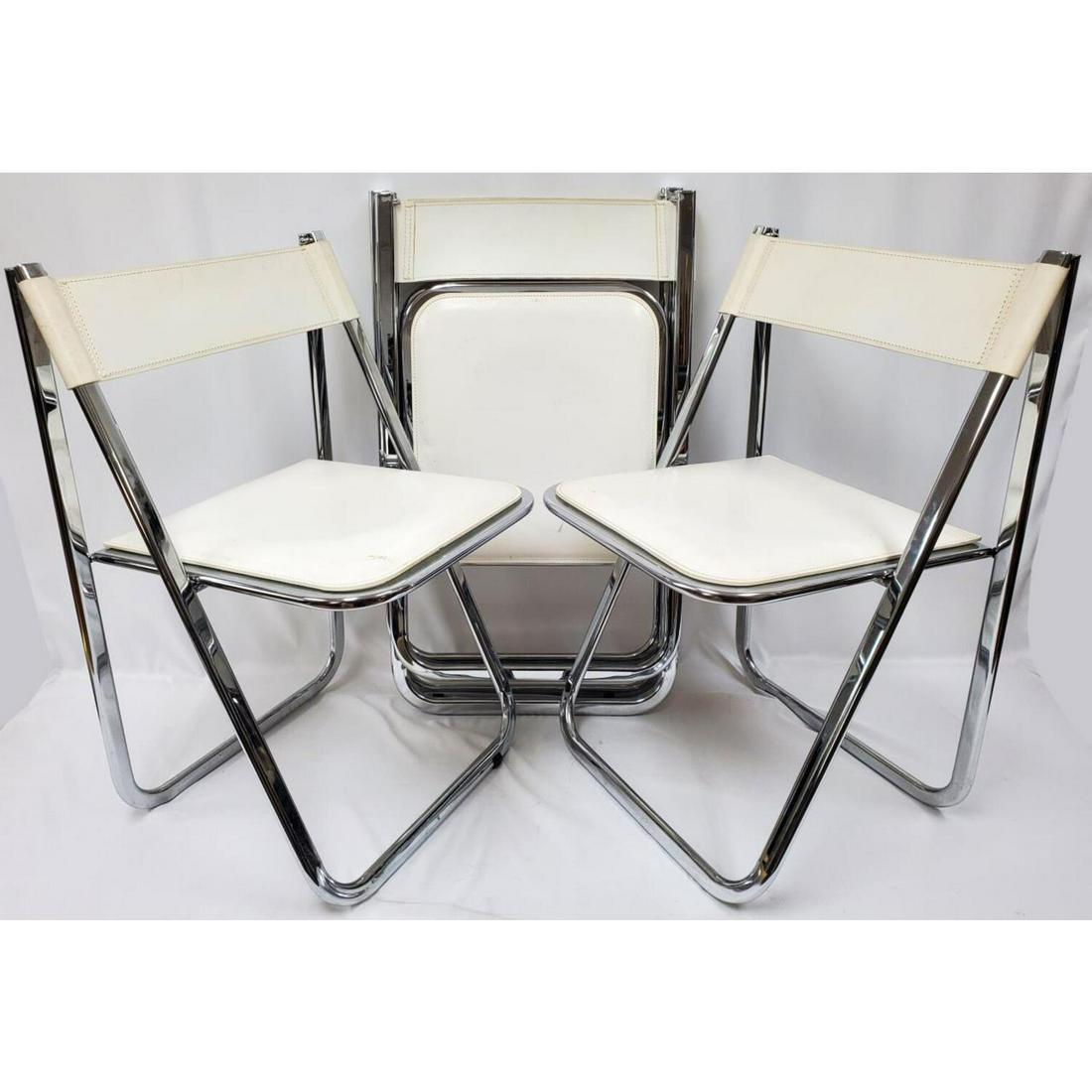 4 "Arrben Italy" Leather & Chrome Folding Chairs (1 of 5)