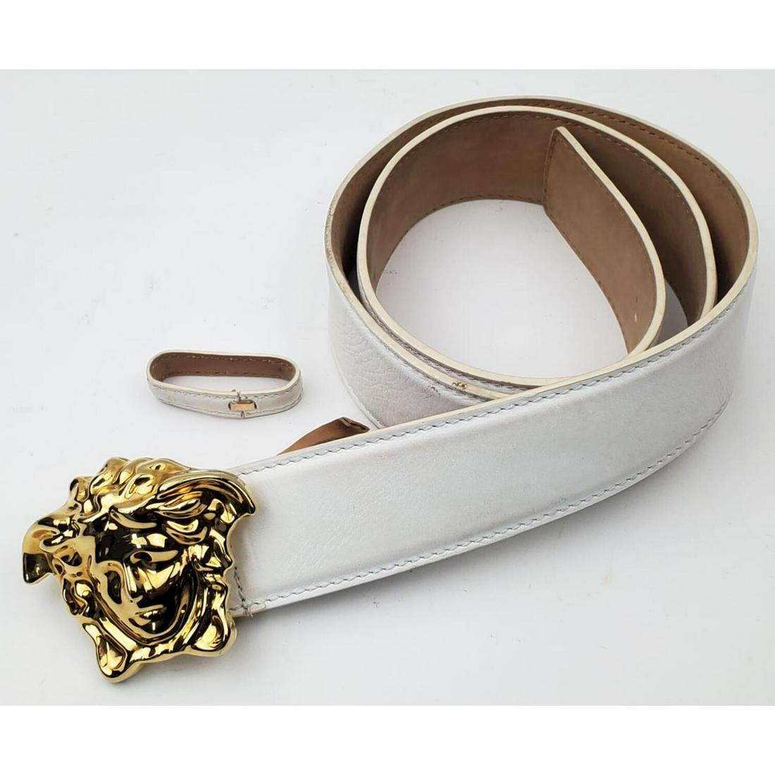 Vintage Versace "Medusa" White Leather Belt (1 of 4)