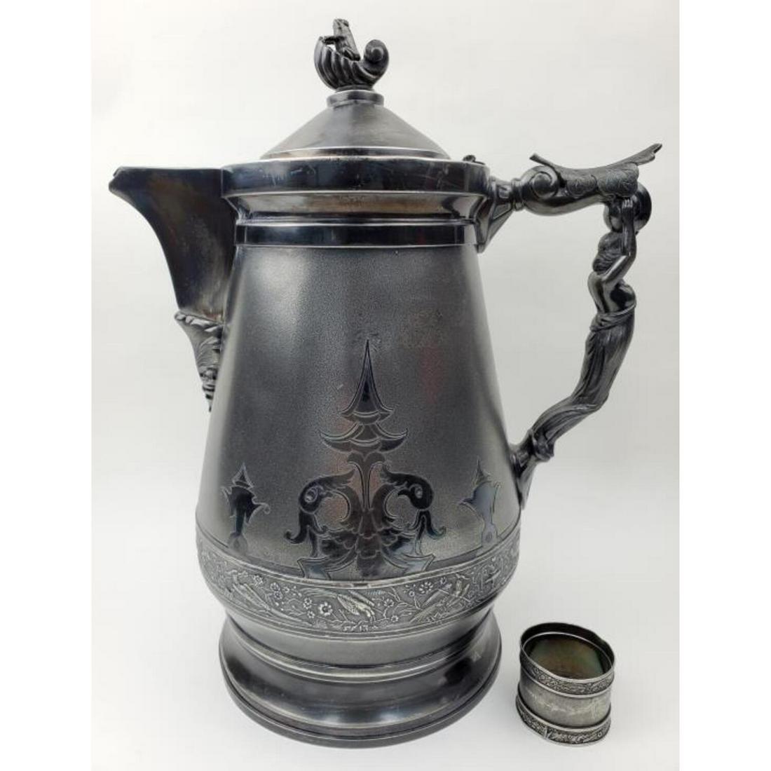 Large Antique Silver Plated Hot Water Pitcher (1 of 8)