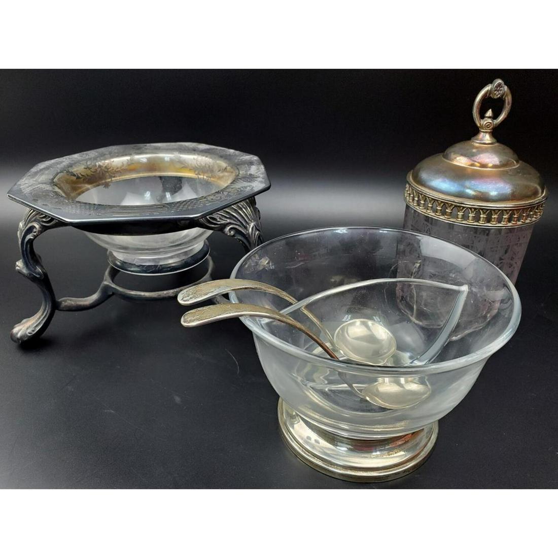 Lot of 3 Antique Silver, Silver Plate, Glass Items (1 of 5)
