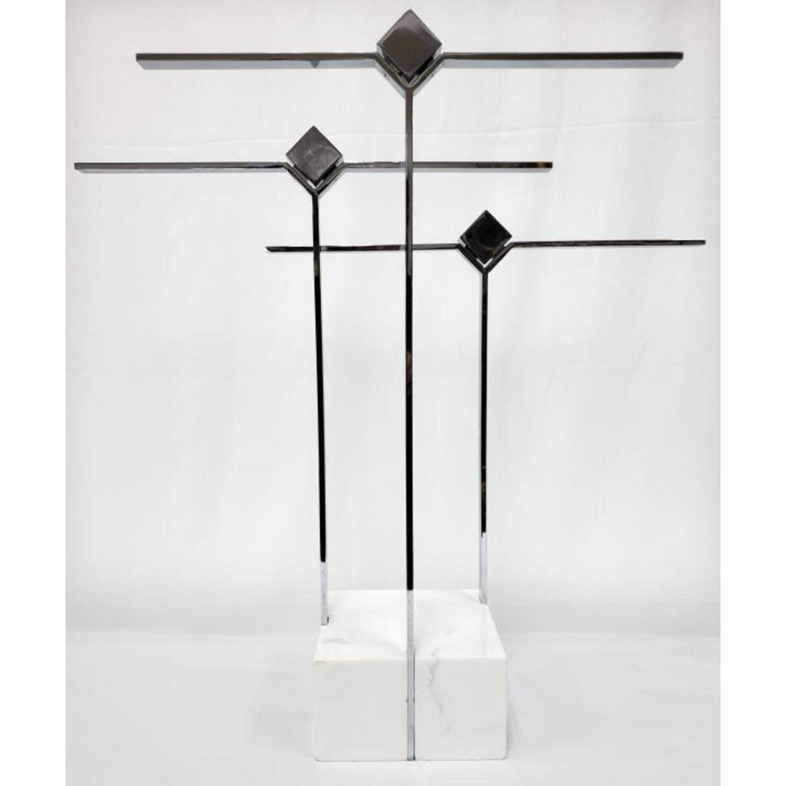 Sherle Wagner White Marble, Chrome Towel Rack (1 of 5)