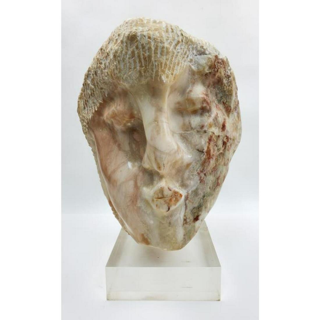 Carved Marble Bust Figure on Original Lucite Base (1 of 5)