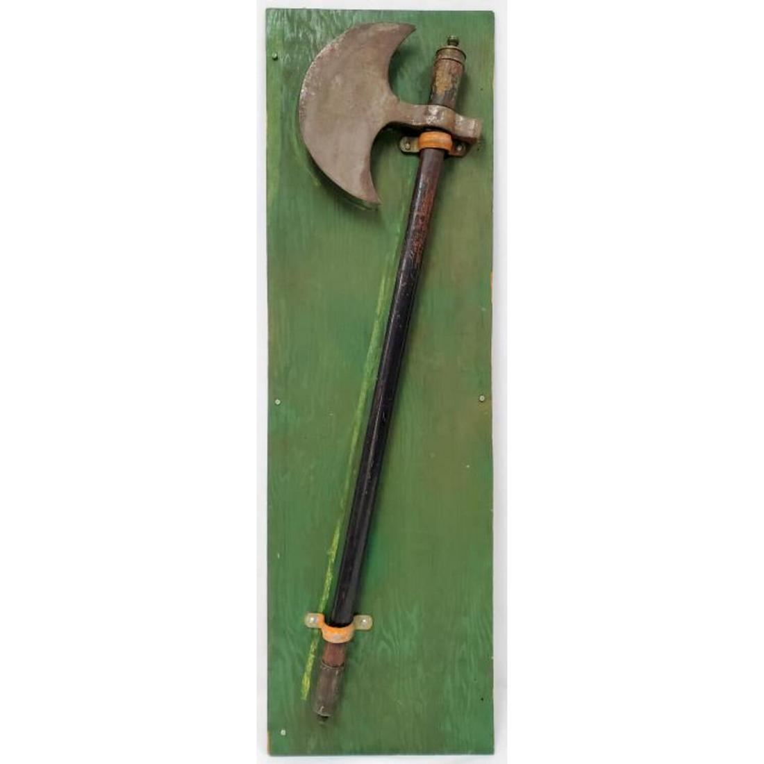 Old or Antique Large Axe Mounted on Wood. (1 of 3)