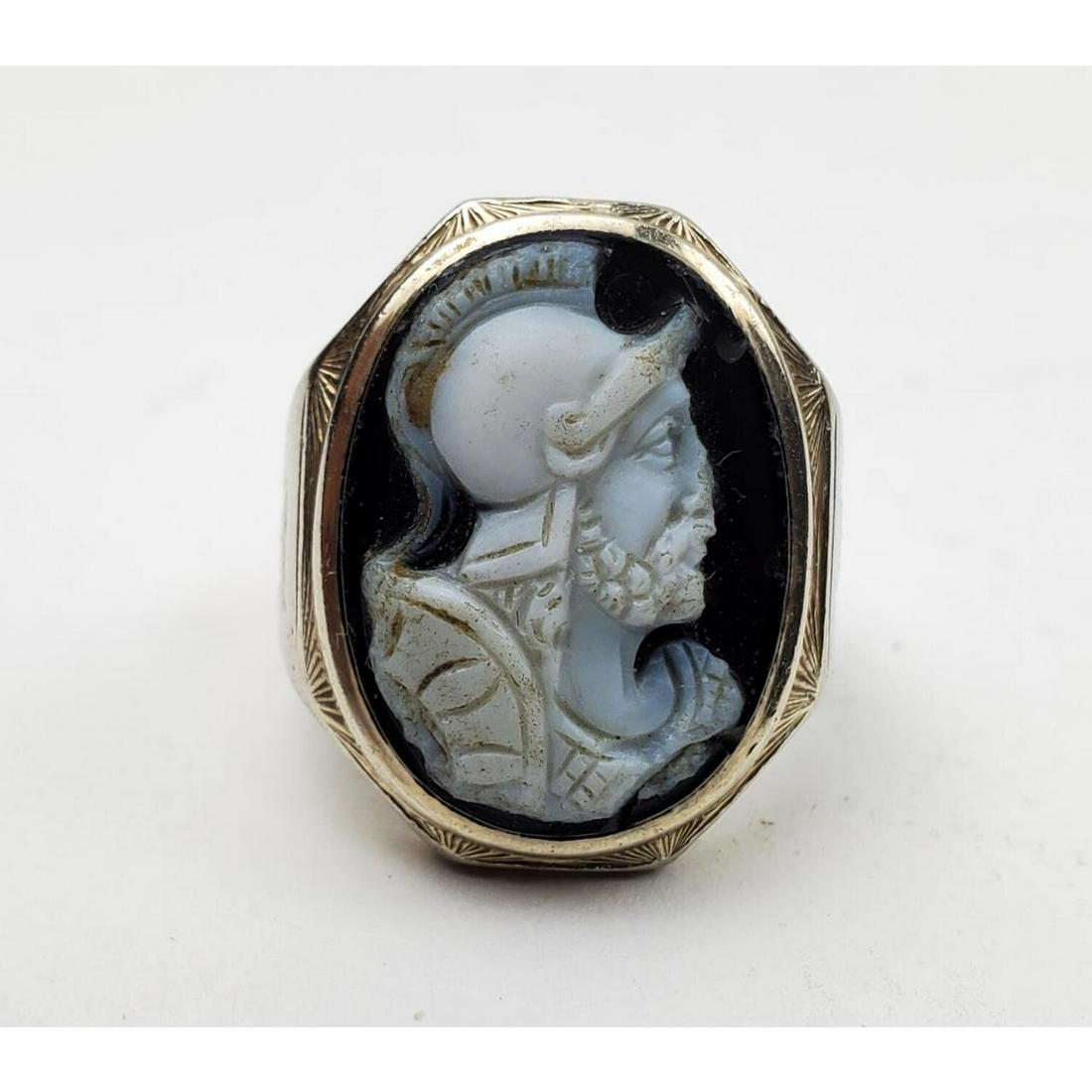 Antique 14K White Gold Ring with Cameo (1 of 4)