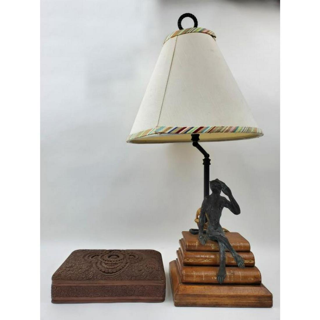 2 Asian Tables Articles Including Lamp and Box (1 of 4)