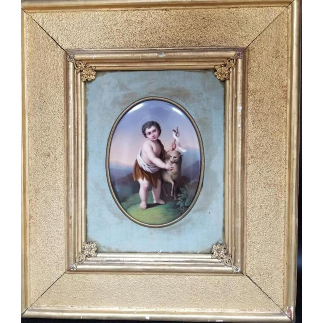 Antique KPM Oval Porcelain Plaque "St. John" (1 of 7)
