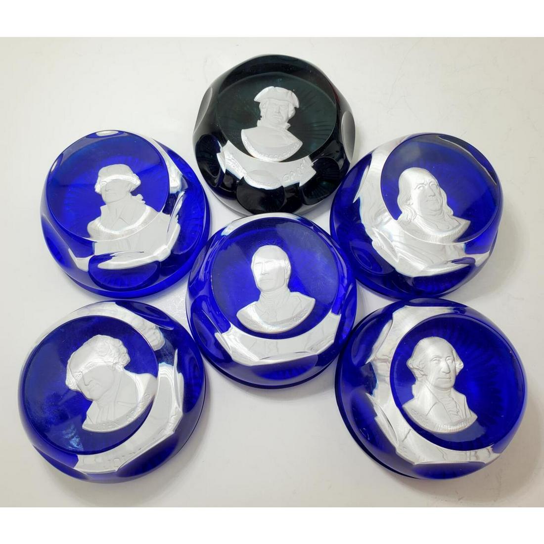 6 Vintage French Sulfide Paperweights (1 of 4)