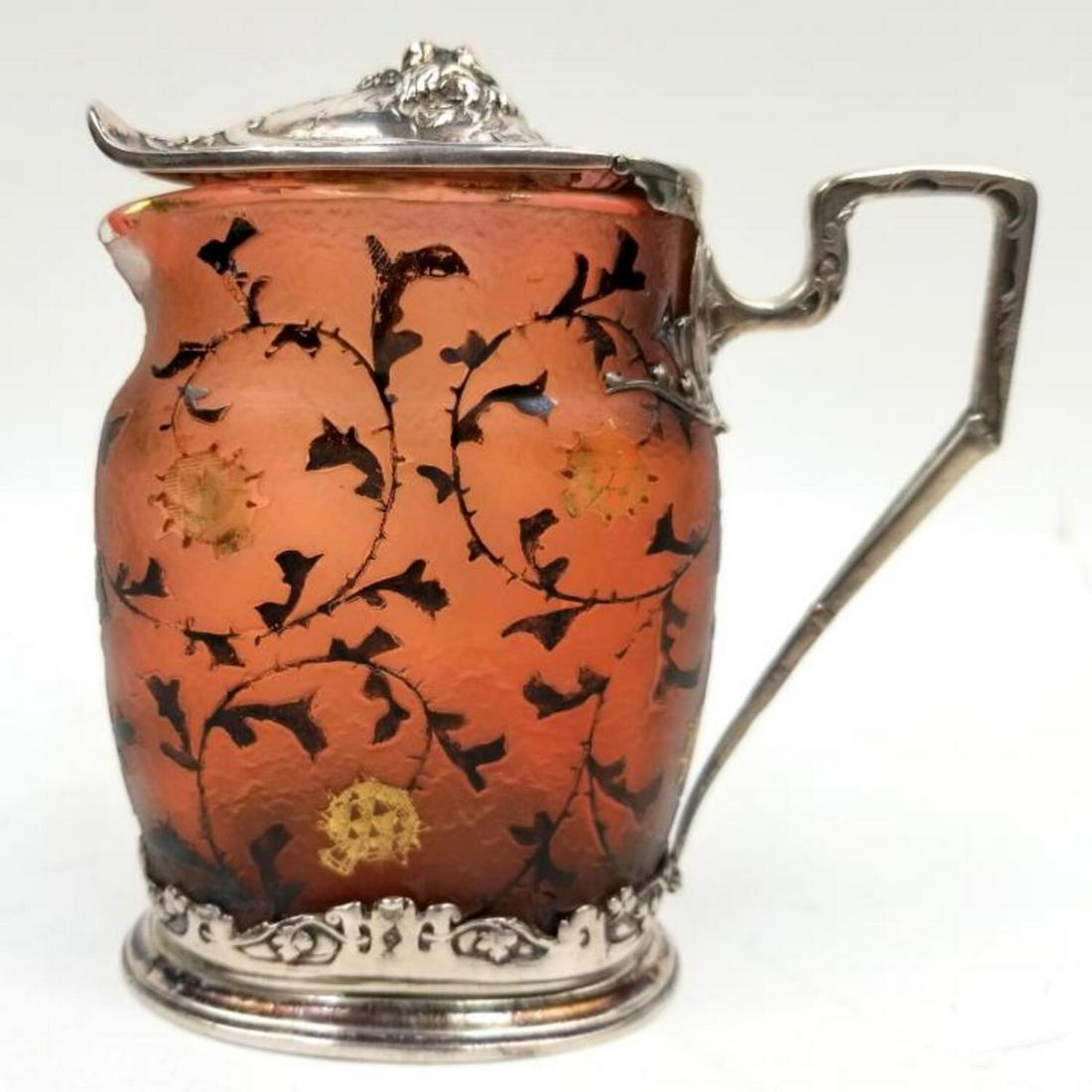 Daum Nancy Cameo Glass Pitcher w/ Silver Mounts (1 of 6)