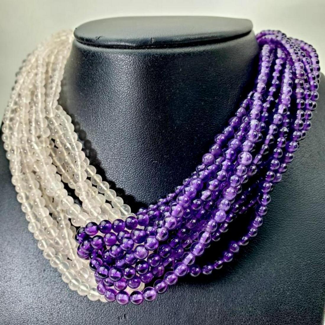 14K Gold Amethyst Necklace with Heavy Gold Mounts (1 of 3)