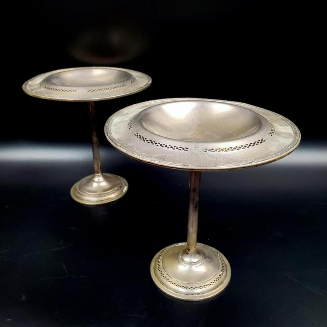 Pair Vintage Sterling Silver Reticulated Compotes (1 of 5)