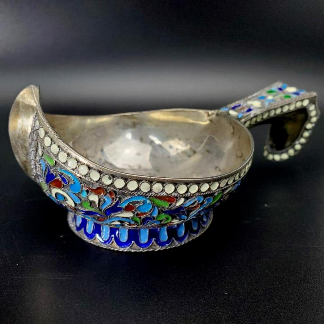Antique Russian 84 Silver and Enameled Kovsh (1 of 5)