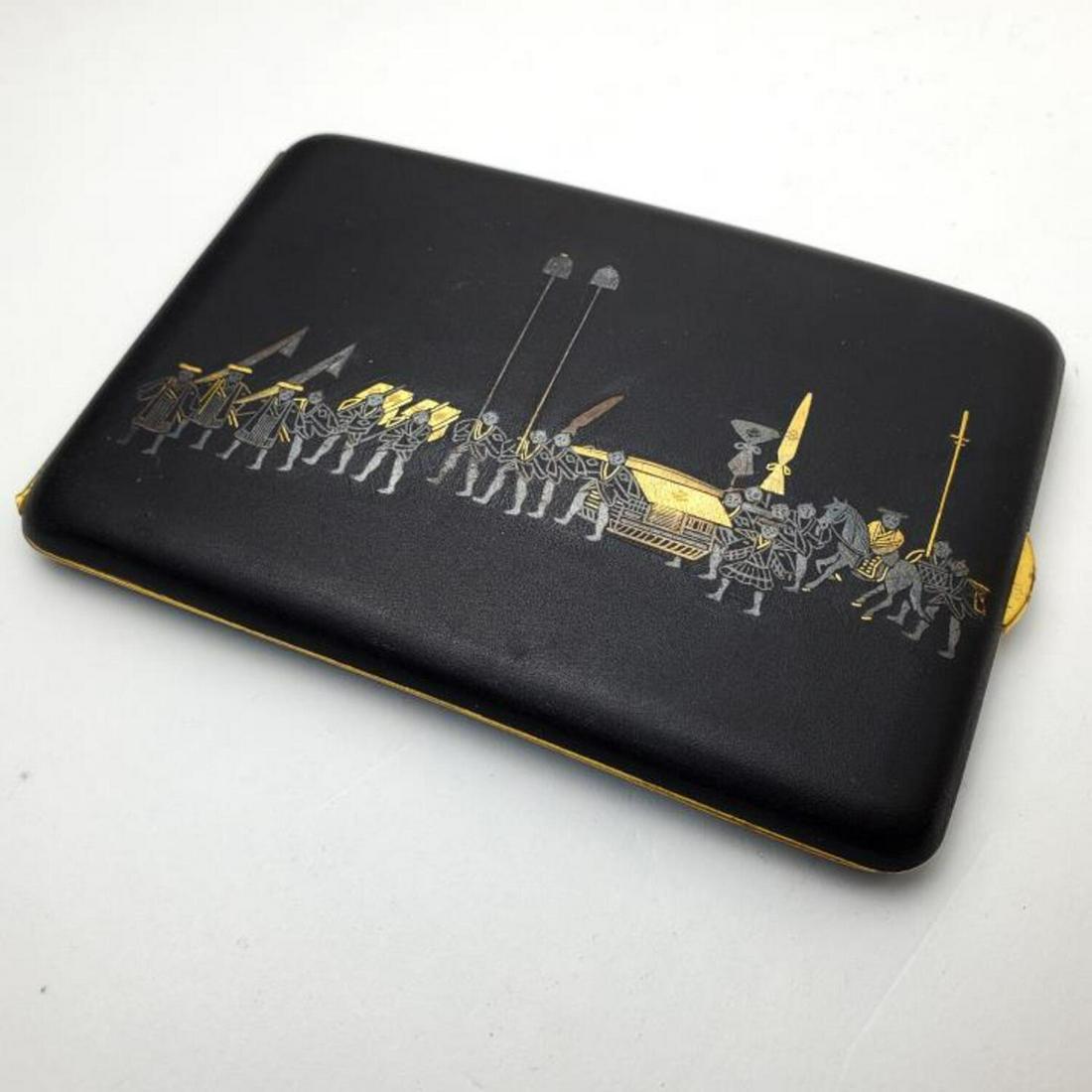 Vintage Japanese Metal Gold Inlaid Cigarette Box. (1 of 4)