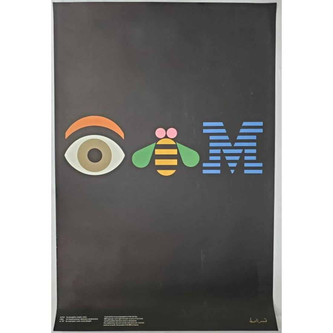 Paul Rand, American (1914-1996) IBM Vintage Poster: Paul Rand, American (1914-1996). IBM Vintage Original Poster on Heavy Paper. Paul Rand was the Official Logo Designer for IBM and Other Companies. Unframed. Condition: Both are Generally Very Good. So