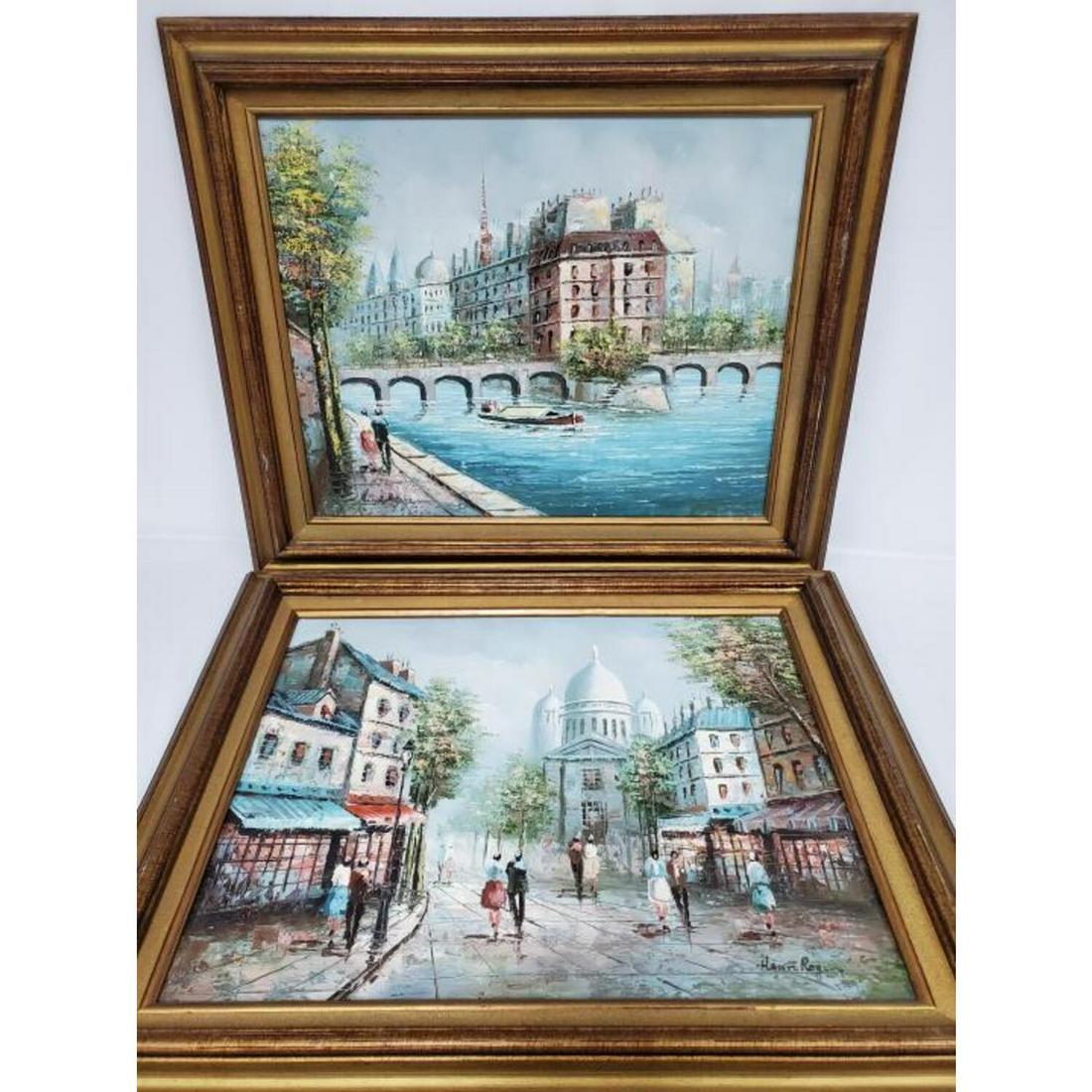 Henri Rogers, Pair of Paintings Oil on Canvas: Henri Rogers, Paintings, Oil on Canvas. Pair of Parisian Scenes. Both Signed Lower Right. Condition: Generally Very Good. Dimensions: Sight- 20" x 16", Frame- 25.5" x 21.5" .Provenance: From a Long Is
