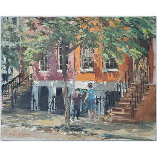 Peter Hayward, American (1905-1993) Painting: Peter Hayward, American (1905-1993) Painting Oil on Canvas. Street Scene. Signed Lower Left. Unframed. Condition: Excellent.Dimensions: Sight-20" x 16".Provenance: From a New Jersey Collector.Please n