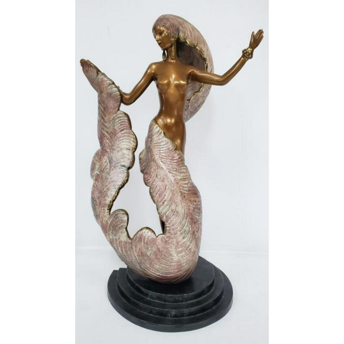 Erte, (1892-1990) Rare Bronze Figure: Erte, Russian American (1892-1990) Rare Bronze Figure "Follies Bergere". Circa 1980s. Fully Signed and Numbered with Certificate of Authenticity from Chalk and Vermilion Gallery. Condition: Excellent.