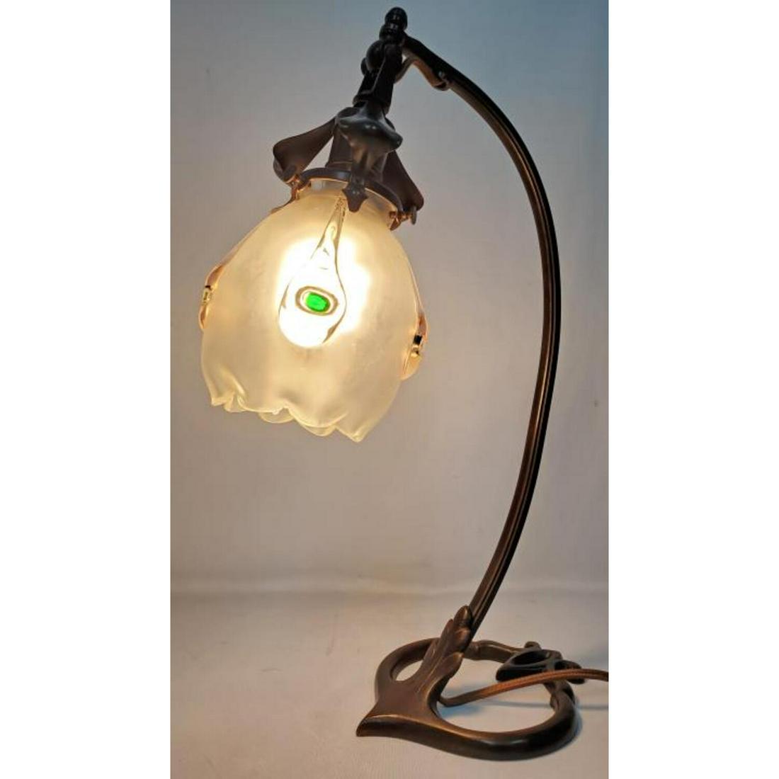 Loetz Art Nouveau Lamp: Loetz Art Nouveau Lamp. Condition: Generally Very Good. Dimensions: H- 16". Provenance: From a Private Pennsylvania Collection. Please note the absence of a condition report does not imply that there