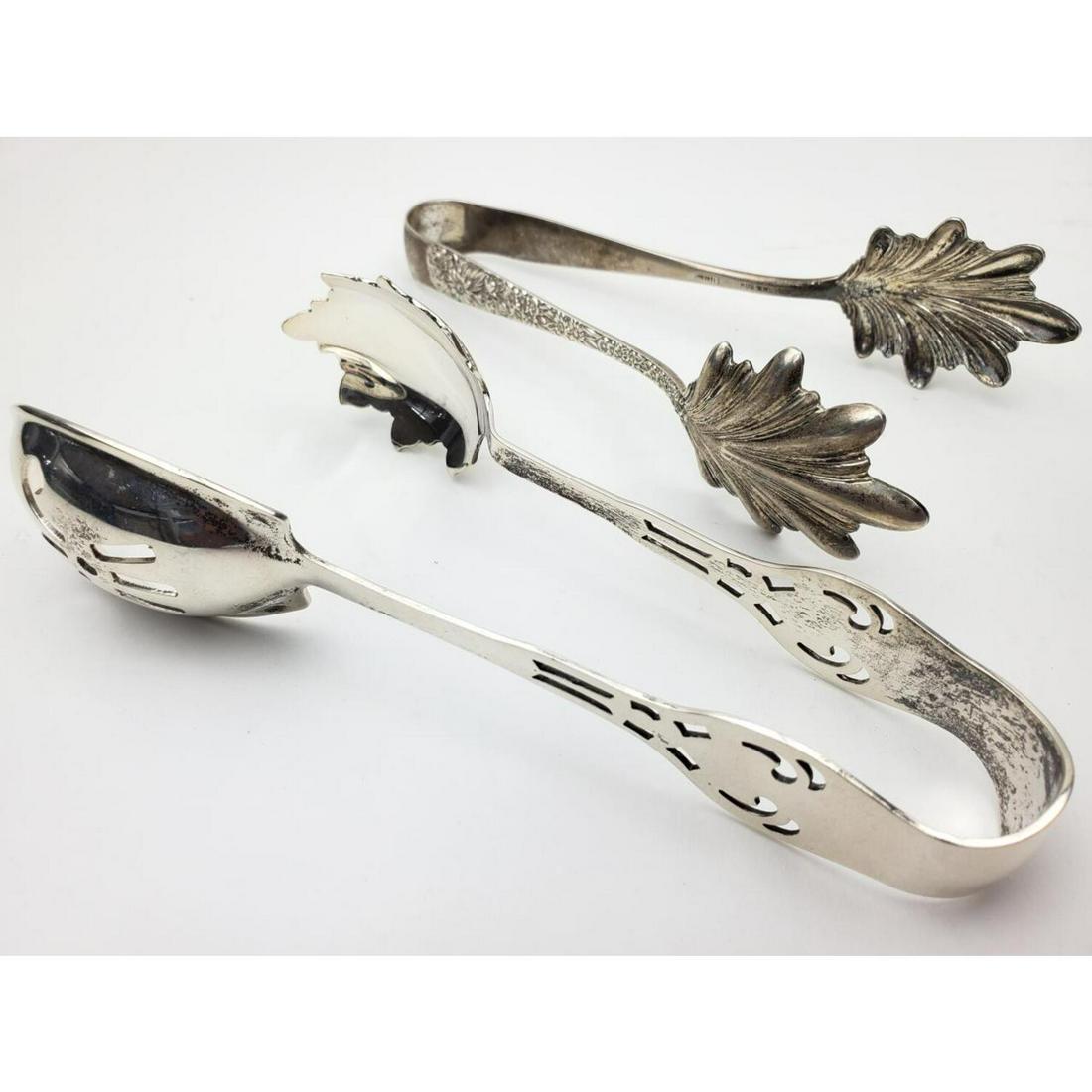 Lot of 2 Antique Sterling Silver Tongs: Lot of 2 Antique Sterling Silver Tongs. 1 by S. Kirk and Son. Both Fully Hallmarked.Condition: Excellent.Dimensions: Largest L- 6.6".Total Weight: 4.89 ozt / 152 grProvenance: From a New Jersey Estate