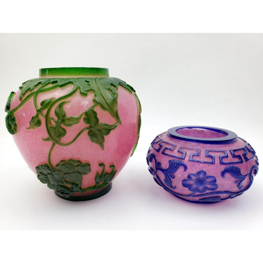 2 Antique Chinese Signed Peking Glass Vases (1 of 4)